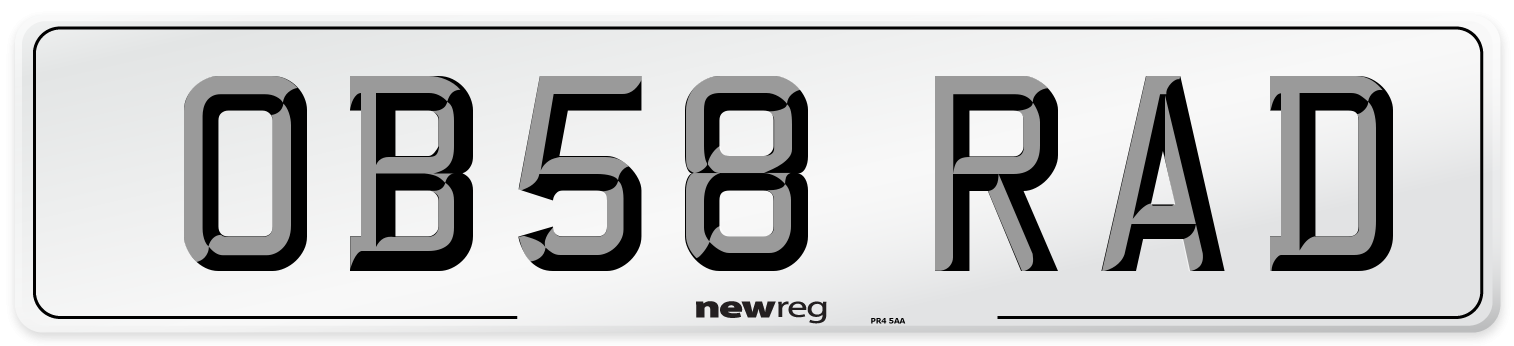 OB58 RAD Number Plate from New Reg